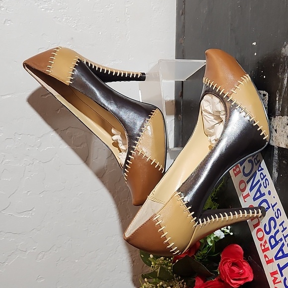 CHINESE LAUNDRY Leather Patchwork Thick Stich Detail Leather Heel 7M - Picture 4 of 10